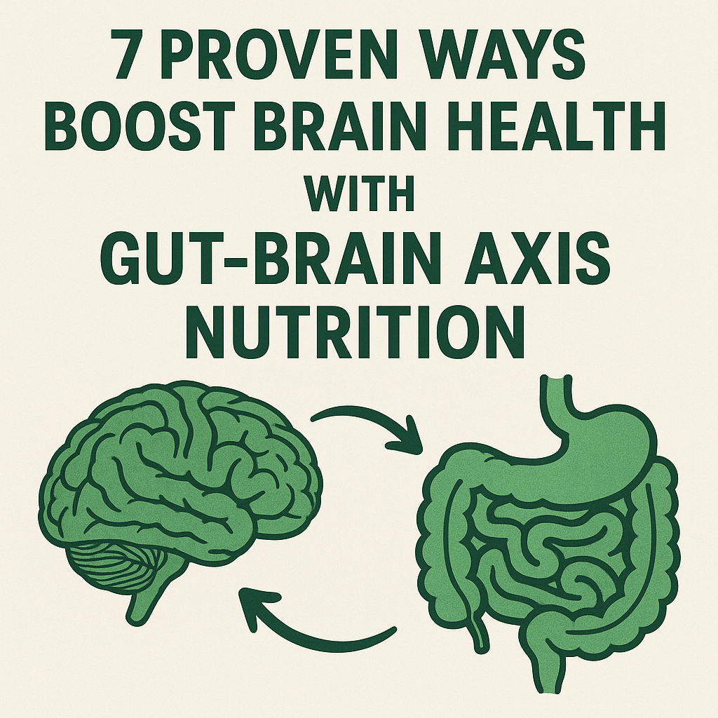 Illustration showing brain and gut connected by arrows, representing the gut-brain axis in nutrition.